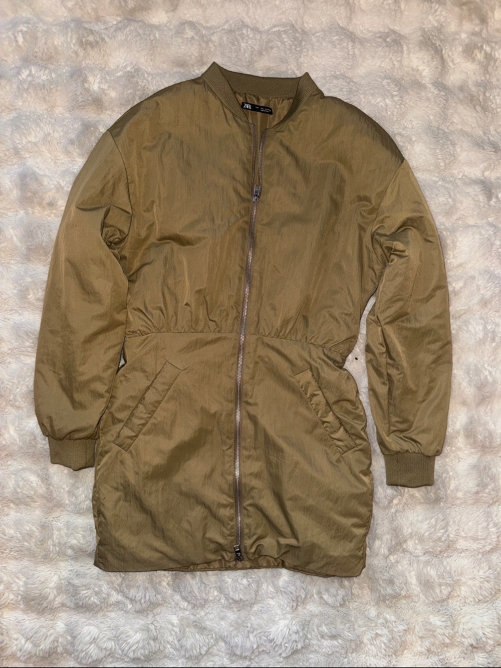 Zara Olive Bomber Mini Dress